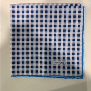 Tom Ford Blue Checkered Pocket Square